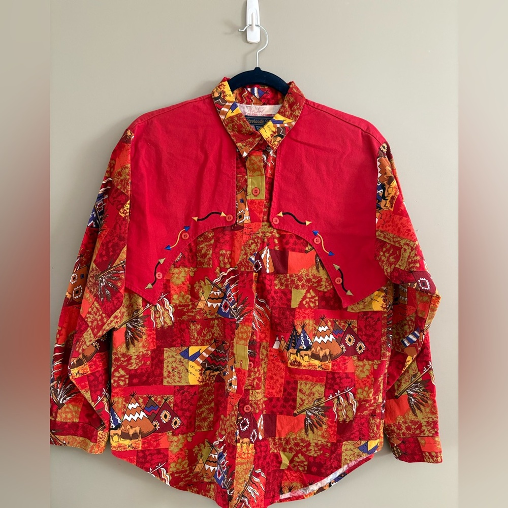 Panhandle Slim Vintage Cowboy Print Button Up
